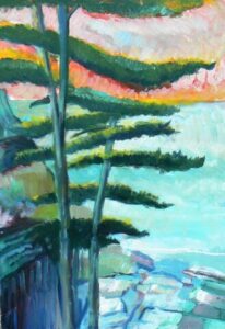 Between the trees