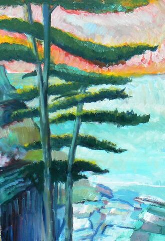 Between the trees