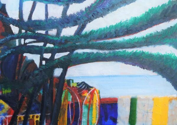 Between the trees abstract