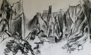 Clay Cliffs charcoal study