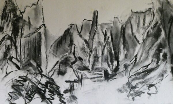 Clay Cliffs charcoal study